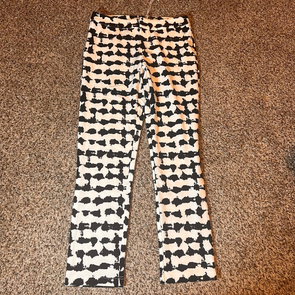 Lucy Paris‎ Cropped Pants Abstract Print Career Casual Black White Size M